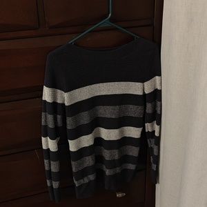 Blue and white striped sweater
